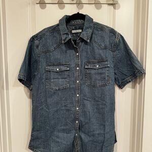 We the Free snap denim short-sleeve shirt  women size Small